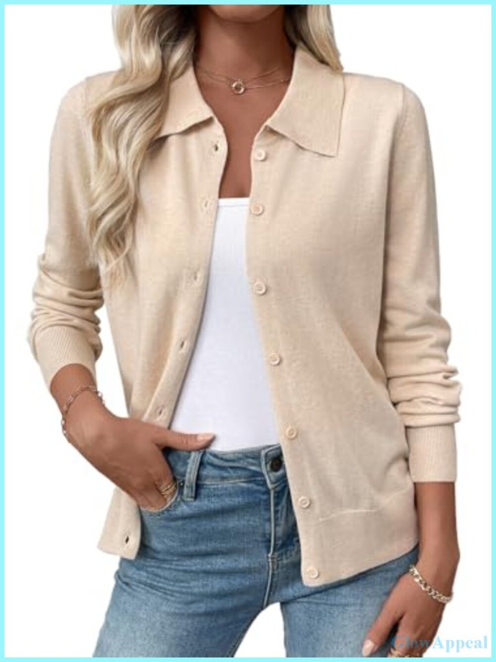 Women's Lightweight Wool Blend Button Down Long Sleeve Cardigan